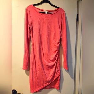 Leith ruched knee-length, long-sleeved dress